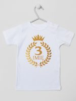 na tzrecie urodziny z laurami nadruk złoty koszulka z krótkim rękawem kolor biały 200