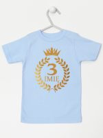 na tzrecie urodziny z laurami nadruk złoty koszulka z krótkim rękawem kolor błękitny 200
