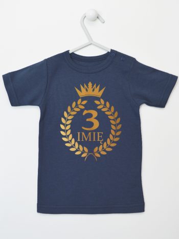 na tzrecie urodziny z laurami nadruk złoty koszulka z krótkim rękawem kolor granatowy 200