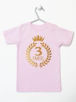 na tzrecie urodziny z laurami nadruk złoty koszulka z krótkim rękawem kolor różowy 200