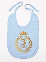 na tzrecie urodziny z laurami nadruk złoty śliniak niemowlęcy kolor błękitny 200