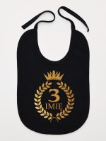 na tzrecie urodziny z laurami nadruk złoty śliniak niemowlęcy kolor czarny 200