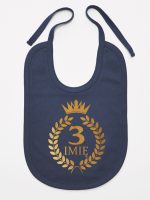 na tzrecie urodziny z laurami nadruk złoty śliniak niemowlęcy kolor granatowy 200