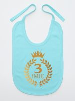 na tzrecie urodziny z laurami nadruk złoty śliniak niemowlęcy kolor miętowy 200