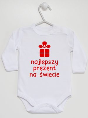 najlepszy prezent na świecie body z długim rękawem kolor biały 077