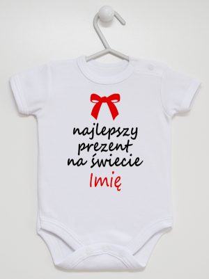najlepszy prezent na świecie z imieniem body z krótkim rękawem kolor biały 122