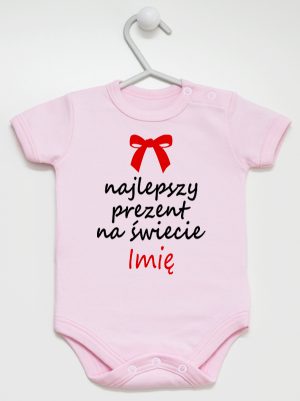 najlepszy prezent na świecie z imieniem body z krótkim rękawem kolor różowy 122