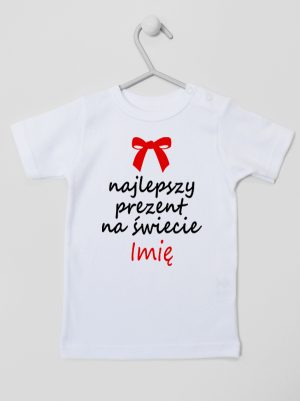 najlepszy prezent na świecie z imieniem koszulka z krótkim rękawem kolor biały 122