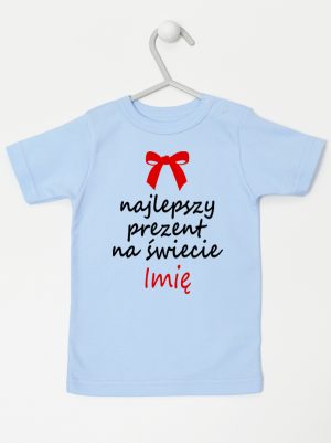 najlepszy prezent na świecie z imieniem koszulka z krótkim rękawem kolor błękitny 122