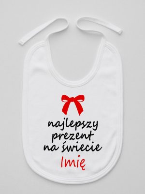 najlepszy prezent na świecie z imieniem śliniak niemowlęcy kolor biały 122