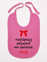 najlepszy prezent na świecie z imieniem śliniak niemowlęcy kolor ciemny różowy 122