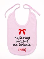 najlepszy prezent na świecie z imieniem śliniak niemowlęcy kolor różowy 122
