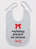najlepszy prezent na świecie z imieniem śliniak niemowlęcy kolor szary 122