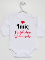 najsłodsza walentynka z imieniem dziecka body z długim rękawem kolor biały 189