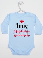 najsłodsza walentynka z imieniem dziecka body z długim rękawem kolor błękitny 189
