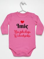 najsłodsza walentynka z imieniem dziecka body z długim rękawem kolor ciemny różowy 189