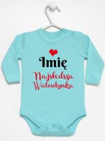 najsłodsza walentynka z imieniem dziecka body z długim rękawem kolor miętowy 189