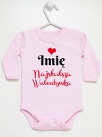 najsłodsza walentynka z imieniem dziecka body z długim rękawem kolor różowy 189