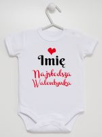 najsłodsza walentynka z imieniem dziecka body z krótkim rękawem kolor biały 189