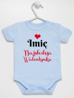 najsłodsza walentynka z imieniem dziecka body z krótkim rękawem kolor błękitny 189