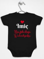 najsłodsza walentynka z imieniem dziecka body z krótkim rękawem kolor czarny 189