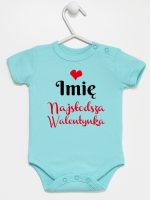 najsłodsza walentynka z imieniem dziecka body z krótkim rękawem kolor miętowy 189