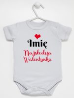 najsłodsza walentynka z imieniem dziecka body z krótkim rękawem kolor szary 189