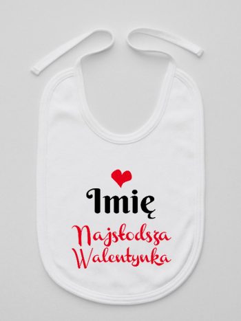 najsłodsza walentynka z imieniem dziecka śliniak niemowlęcy kolor biały 189