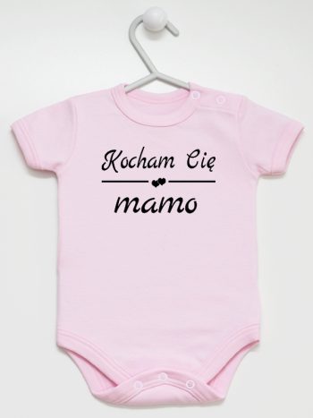 napis kocham cię mamo body z krótkim rękawem kolor różowy 147