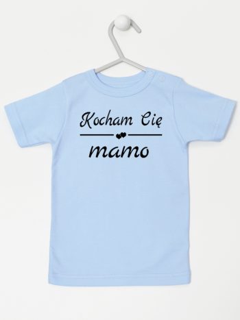 napis kocham cię mamo koszulka z krótkim rękawem kolor błękitny 147