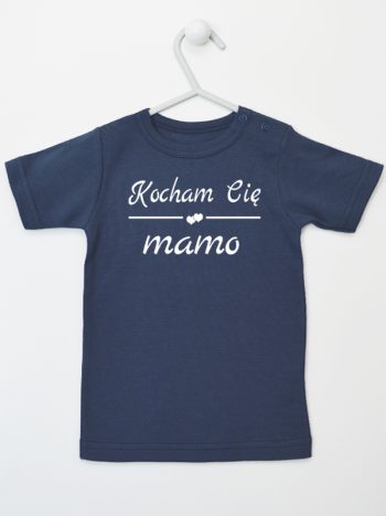 napis kocham cię mamo koszulka z krótkim rękawem kolor granatowy 147