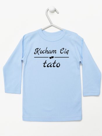 napis kocham cię tato koszulka z długim rękawem kolor błękitny 148