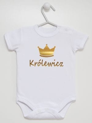 napis królewicz z koroną body z krótkim rękawem kolor biały 026