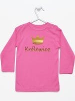 napis królewicz z koroną koszulka z długim rękawem kolor ciemny różowy 026