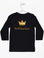 napis królewicz z koroną koszulka z długim rękawem kolor czarny 026