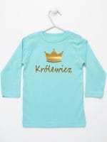 napis królewicz z koroną koszulka z długim rękawem kolor miętowy 026
