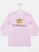 napis królewicz z koroną koszulka z długim rękawem kolor różowy 026
