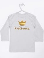 napis królewicz z koroną koszulka z długim rękawem kolor szary 026