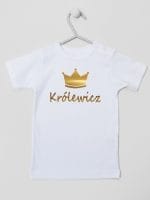 napis królewicz z koroną koszulka z krótkim rękawem kolor biały 026