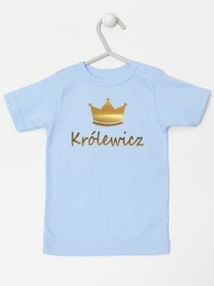 napis królewicz z koroną koszulka z krótkim rękawem kolor błękitny 026