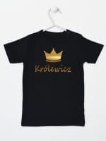 napis królewicz z koroną koszulka z krótkim rękawem kolor czarny 026