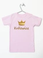 napis królewicz z koroną koszulka z krótkim rękawem kolor różowy 026