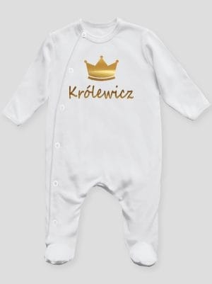 napis królewicz z koroną pajacyk śpioszek ze stópkami 026