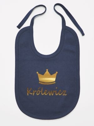 napis królewicz z koroną śliniak niemowlęcy kolor granatowy 026