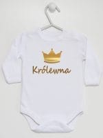 napis królewna z koroną body z długim rękawem kolor biały 025