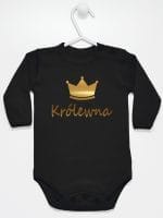 napis królewna z koroną body z długim rękawem kolor czarny 025
