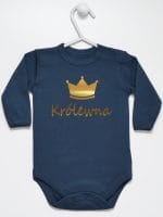 napis królewna z koroną body z długim rękawem kolor granatowy 025