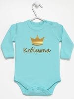 napis królewna z koroną body z długim rękawem kolor miętowy 025