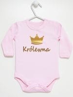 napis królewna z koroną body z długim rękawem kolor różowy 025