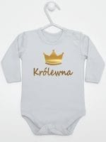 napis królewna z koroną body z długim rękawem kolor szary 025